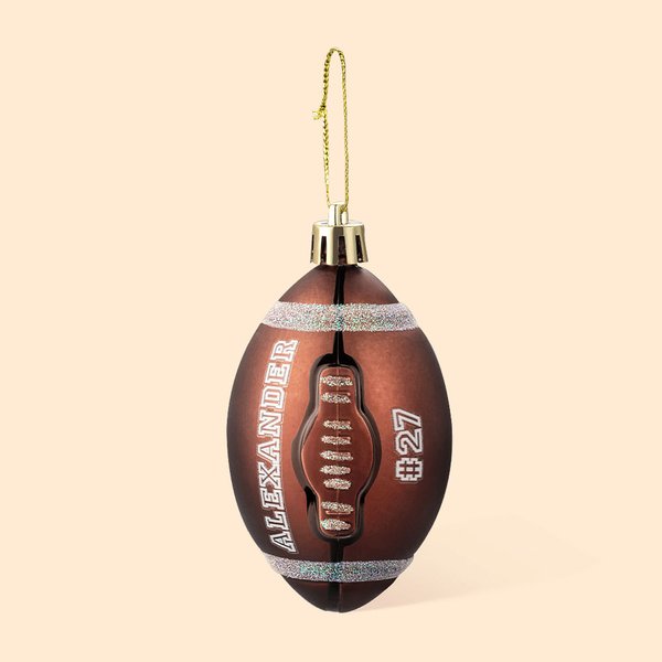 Ornement Football Américain Personnalisé avec Nom et Numéro Décoration de Spin Noël à la Maison Cadeau pour Amoureux Entraîneur de Football Américain