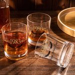 Personalised Modern Minimalist 10oz Whiskey Glasses with Engraved Text Birthday Father's Day Gift for Man