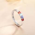 Personalized Sterling Silver Elegant 1-8 Birthstones Ring with Engraved Text Birthday Mother's Day Gift for Mom Grandma