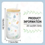 Tazza di vetro smerigliato da 20 once con coperchio in bambù e cannuccia Regalo di Pasqua per bambini