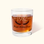 Personalised Modern Minimalist 10oz Whiskey Glasses with Engraved Text Birthday Father's Day Gift for Man