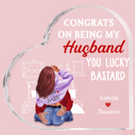 Personalized Congrats on Being My Husband Acrylic Heart Plaque with Couple Names Desk Decor Valentine's Day Anniversary Gift for Couple