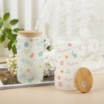 Tazza di vetro smerigliato da 20 once con coperchio in bambù e cannuccia Regalo di Pasqua per bambini