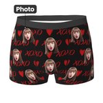 Gepersonaliseerde XOXO Harten Boxershort met gezichtsfoto Comfortabel Herenondergoed Grappig Valentijnsdag Verjaardagscadeau voor hem