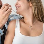 Personalisierte Amors Pfeil und Herz Halskette Namen mit 2 Geburtssteine Valentinstag Geschenk für Liebespaar Damen