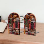 Personnalisé 1 paire de serre-livres pour étagères Bibliothèque Livre Design rétro avec nom Cadeau pour amoureux des livres