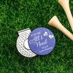 Personalized You're All I Need Golf Ball Marker Magnetic Hat Clip with Initials and Text Couple Golf Accessories Valentine's Day Gift for Golf Lover
