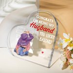 Personalized Congrats on Being My Husband Acrylic Heart Plaque with Couple Names Desk Decor Valentine's Day Anniversary Gift for Couple