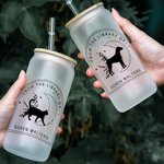Personalizzato From the Library of Frosted Clear 20oz Glass Cup con coperchio e cannuccia Regalo di compleanno per gli amanti degli animali e dei libri