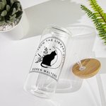 Personalizzato From the Library of Frosted Clear 20oz Glass Cup con coperchio e cannuccia Regalo di compleanno per gli amanti degli animali e dei libri