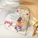 Personalized I'm Horny  All The Time Acrylic Heart Plaque with Names Desk Ornament Valentine's Day Anniversary Gift for Lover