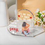Personalized I'm Horny  All The Time Acrylic Heart Plaque with Names Desk Ornament Valentine's Day Anniversary Gift for Lover