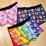 Personalised Funny Rainbow Face Boxers Briefs Underwear with Hearts Valentine's Day Gift for Men