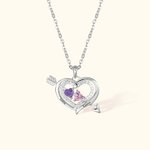 Personalisierte Amors Pfeil und Herz Halskette Namen mit 2 Geburtssteine Valentinstag Geschenk für Liebespaar Damen