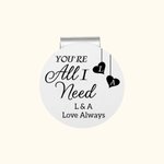 Personalized You're All I Need Golf Ball Marker Magnetic Hat Clip with Initials and Text Couple Golf Accessories Valentine's Day Gift for Golf Lover