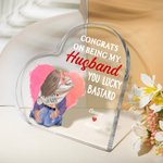 Personalized Congrats on Being My Husband Acrylic Heart Plaque with Names Valentine's Day Anniversary Gift for Couple