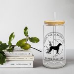 Personalizzato From the Library of Frosted Clear 20oz Glass Cup con coperchio e cannuccia Regalo di compleanno per gli amanti degli animali e dei libri