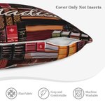 Personalized Library Book Retro Design Throw Pillow Cover with Pocket and Name Gift for Book Lover