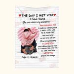 Personalized Line Love Heart Blanket with Name and Words of Love Romantic Home Decoration Valentine's Day Anniversary Gift for Couple