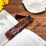 Personlig biblioteksbok i retrodesign Akrylbokmärke med tofs och namn Present till bokälskare
