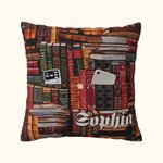 Personalized Library Book Retro Design Throw Pillow Cover with Pocket and Name Gift for Book Lover
