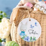Personalised Bunny Easter Basket Ceramic Tag with Name Gift for Children