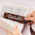 Personlig biblioteksbok i retrodesign Akrylbokmärke med tofs och namn Present till bokälskare