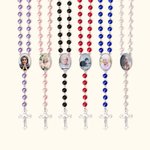 Collier Femme Personnalisé avec Photo Perles de Rosaire Pendentif Croix Cadeau Commémoratif