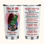 Bicchiere personalizzato in acciaio inox da 20 oz con nome e parole d'amore Regalo di San Valentino per l'anniversario della coppia