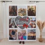Personalized 8 Photos Collage Cozy Soft Fleece Sherpa Blanket Christmas Gift for Family Friend