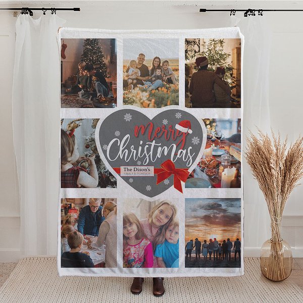 Personalisierte 8 Fotos Collage Cozy Soft Fleece Sherpa Decke Weihnachtsgeschenk für Familie Freund
