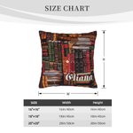 Personalized Library Book Retro Design Throw Pillow Cover with Pocket and Name Gift for Book Lover