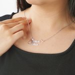 Collier Argent Personnalisé avec 2 Prénoms Accessoires de Cœurs Cadeau Anniversaire St-Valentin pour Femme