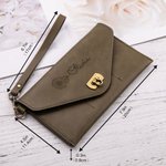 Personalized Leather Retro Pouch Wrist Bag Wallet with Birth Flower and Name Birthday Mother's Day Gift for Her