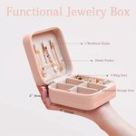 Personalised Metallic Colour Initial Jewellery Box with Name Rose Portable Travel Accessory Wedding Birthday Gift for Women Girls
