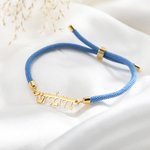 Bracelet en Corde Réglable Accessoire Personnalisé avec Nom Hébraïque Bat Mitzvah Cadeau Anniversaire pour Femmes Hommes