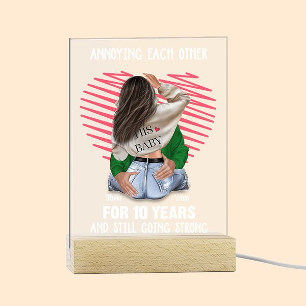 Placca personalizzata che si infastidisce a vicenda Luce notturna in acrilico con motivo a cuore lineare Decorazione da scrivania Regalo di San Valentino per la coppia