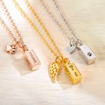 Personalized Pet  Ashes Urn Necklace with Engraved Text Cremation Jewelry Memorial Keepsake Gift for Pet Lover