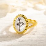 Personnalisé 1-4 Bouquet de fleurs de naissance Bague gravée Bijoux en nacre Cadeau d'anniversaire de la fête des mères pour les femmes
