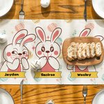 Spersonalizowany bieżnik na stół Happy Easter Bunny z imieniem i nazwiskiem Jajka Wielkanocne Dekoracja stołu kuchennego Prezent na przyjęcie wielkanocne dla rodziny