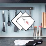 Personalised Kitchenware Theme Pot Holders Pads with Hanging Loop Set of 2 Baking Cooking Utensil Gift for Chef Cooking Enthusiast
