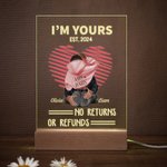 Luce notturna a LED con base in legno per San Valentino, regalo di coppia personalizzato I Am Yours, senza restituzione o rimborso