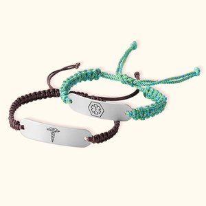 Personalized Caduceus Rod of Asclepius Handmade Medical Alert ID Adjustable Rope Bracelet with Engraved Text Protecting Privacy Gift for Women Men