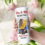 Personlig You & Me 20oz Stainless Steel Skinny Tumbler med sugrör och borste Alla hjärtans dag-jubileumspresent för par