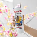 Personlig You & Me 20oz Stainless Steel Skinny Tumbler med sugrör och borste Alla hjärtans dag-jubileumspresent för par