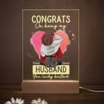 Personalised Congrats On Being My Husband Acrylic Night Light Plaque with Doodle Heart Desk Decoration Valentine's Day Gift for Couples