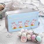 Conejito de Pascua personalizado Lata de metal para galletas con nombre Regalo de Pascua para la familia
