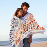 Toalla de playa personalizada Nube de palabras multicolor Superabsorbente Regalo de San Valentín para parejas