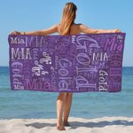 Toalla de playa personalizada Nube de palabras multicolor Superabsorbente Regalo de San Valentín para parejas