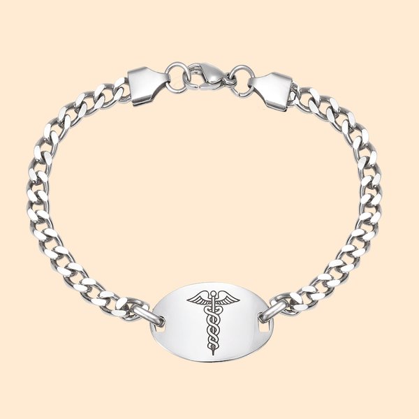 Gepersonaliseerde Emergency Medical Alert ID Tag roestvrij stalen armband met gravure tekst Verjaardagscadeau voor vrouwen
